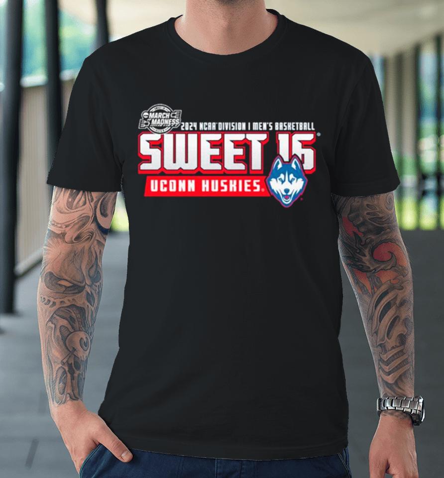 Uconn Huskies 2024 Ncaa Division I Men’s Basketball Sweet 16 March Madness Premium T-Shirt