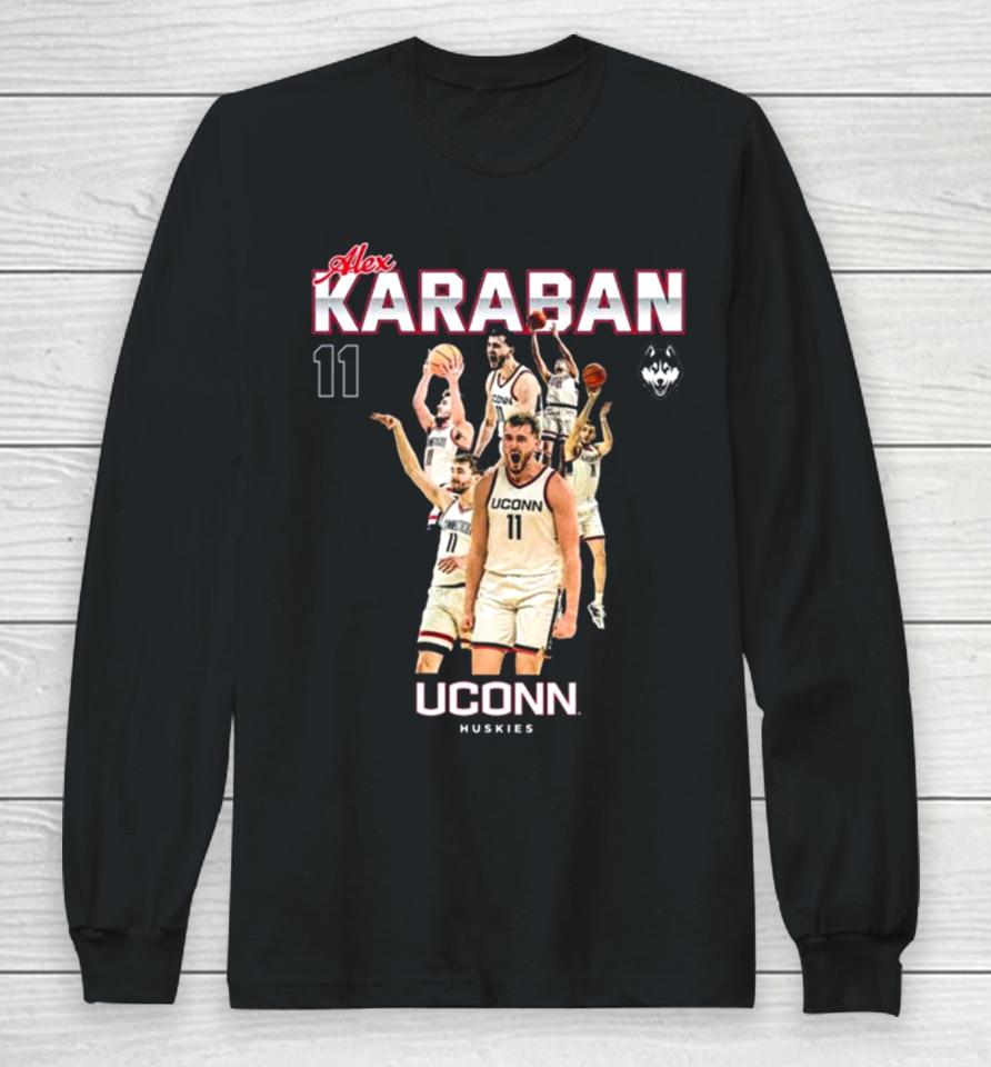 Uconn Huskies 2024 Ncaa Men’s Basketball Alex Karaban 2023 – 2024 Post Season Long Sleeve T-Shirt