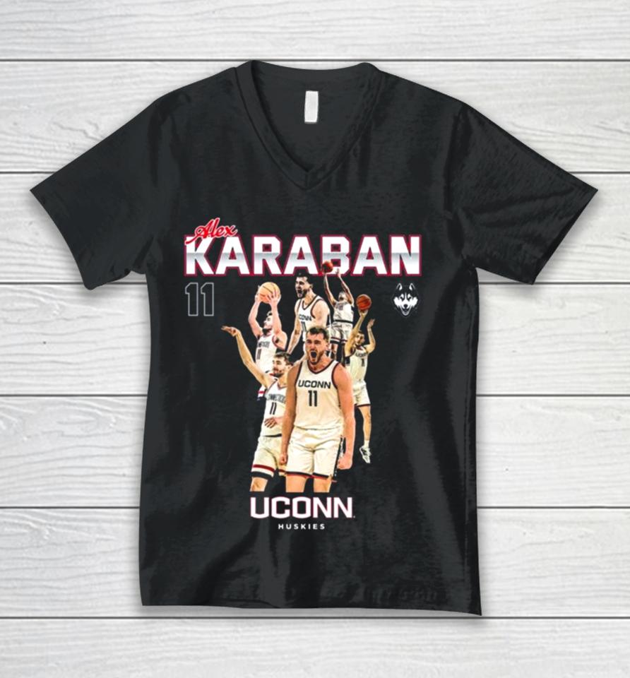 Uconn Huskies 2024 Ncaa Men’s Basketball Alex Karaban 2023 – 2024 Post Season Unisex V-Neck T-Shirt