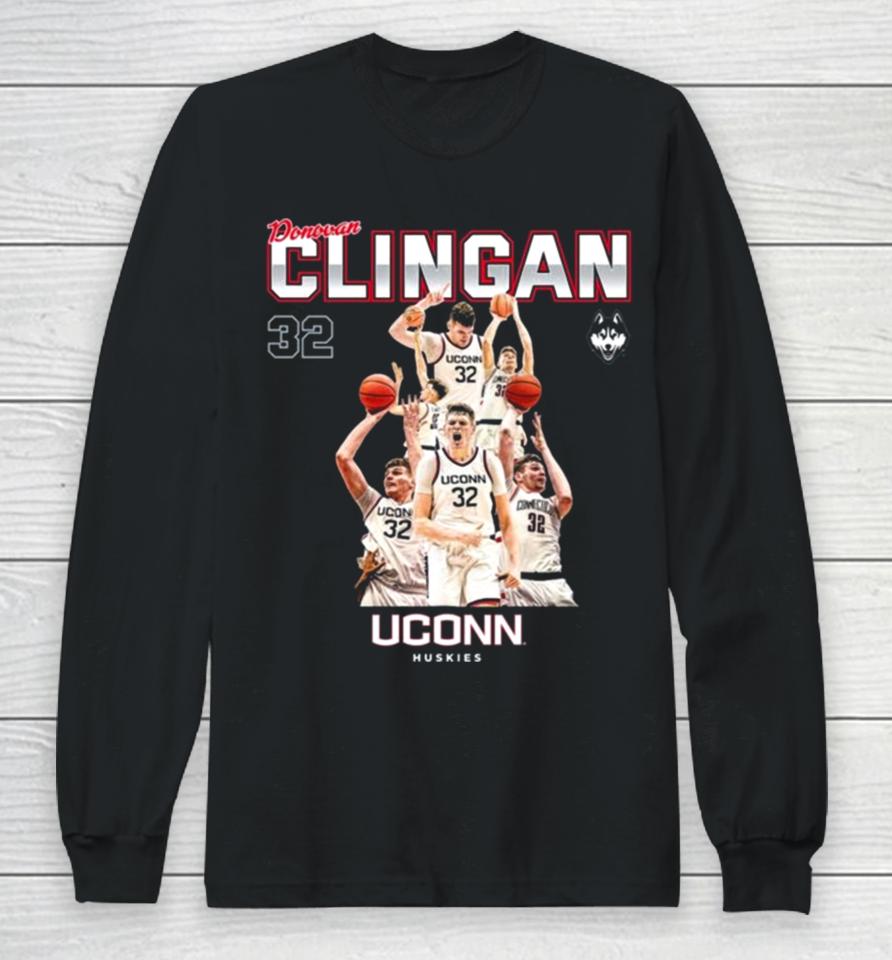Uconn Huskies 2024 Ncaa Men’s Basketball Donovan Clingan 2023 – 2024 Post Season Long Sleeve T-Shirt