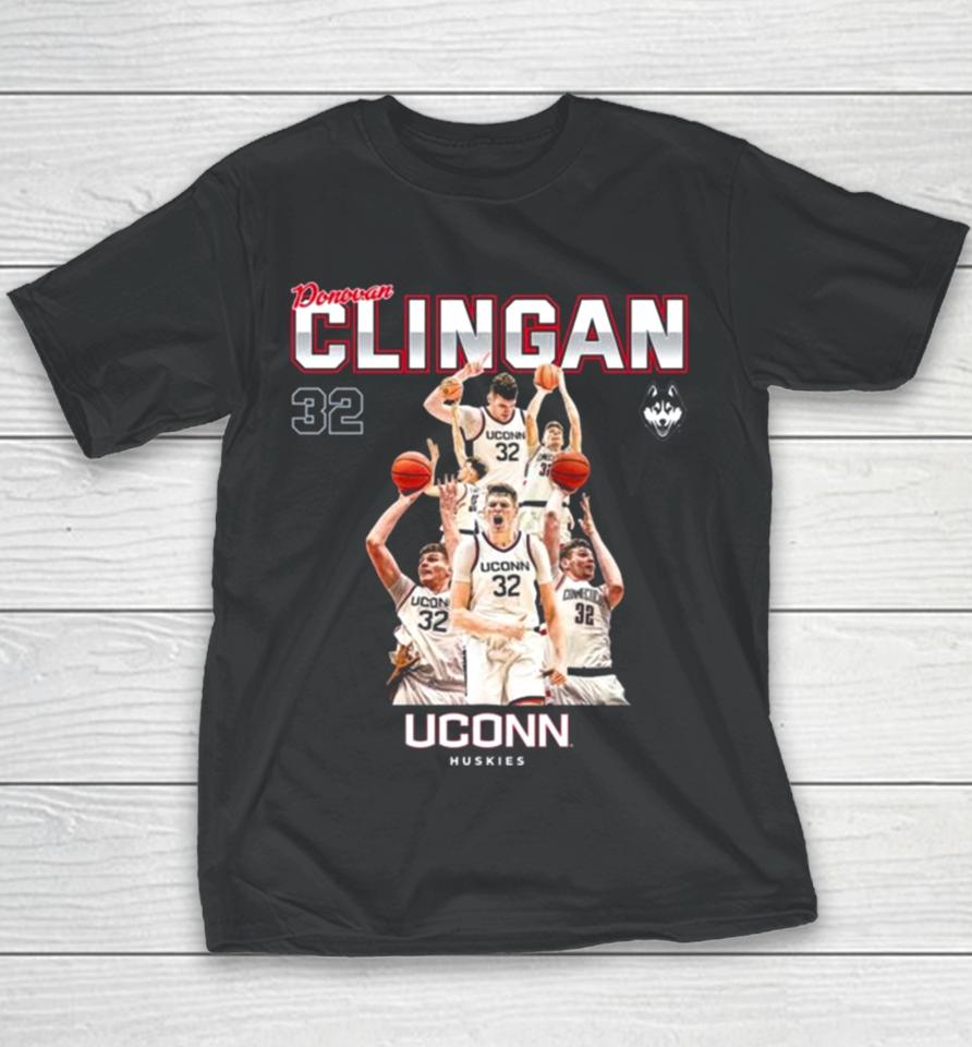 Uconn Huskies 2024 Ncaa Men’s Basketball Donovan Clingan 2023 – 2024 Post Season Youth T-Shirt