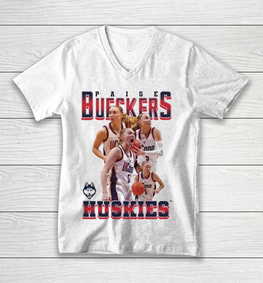 Uconn Huskies 2024 Ncaa Men’s Basketball Paige Bueckers 2023 – 2024 Post Season Unisex V-Neck T-Shirt