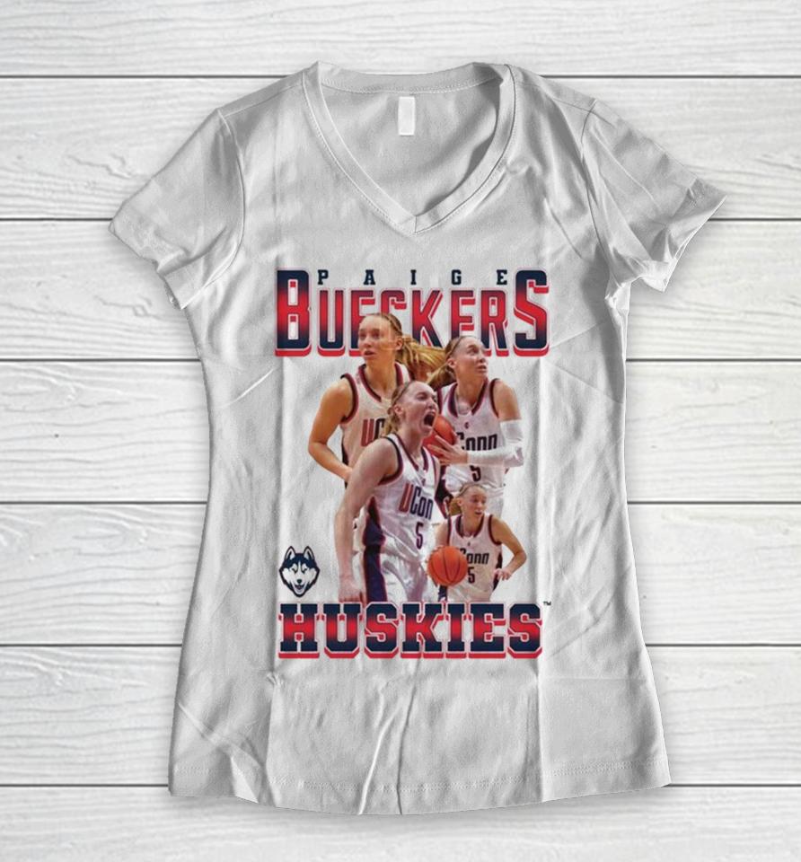 Uconn Huskies 2024 Ncaa Men’s Basketball Paige Bueckers 2023 – 2024 Post Season Women V-Neck T-Shirt