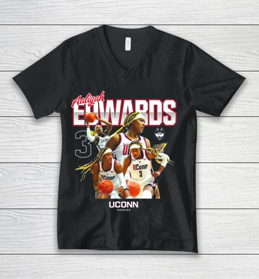 Uconn Huskies 2024 Ncaa Women’s Basketball Aaliyah Edwards 2023 – 2024 Post Season Unisex V-Neck T-Shirt