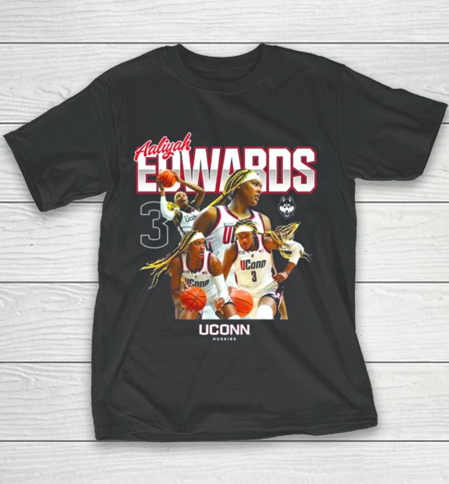 Uconn Huskies 2024 Ncaa Women’s Basketball Aaliyah Edwards 2023 – 2024 Post Season Youth T-Shirt