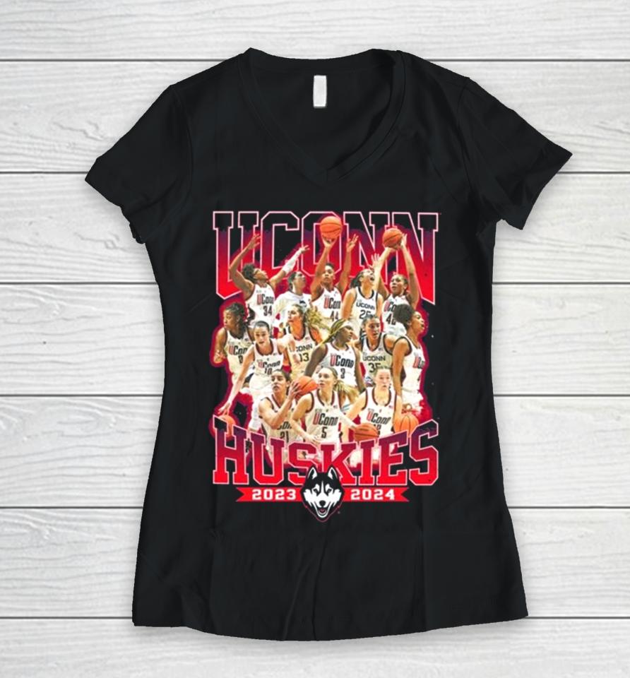 Uconn Huskies 2024 Ncaa Women’s Basketball Tournament Official 2023 – 2024 Post Season Women V-Neck T-Shirt