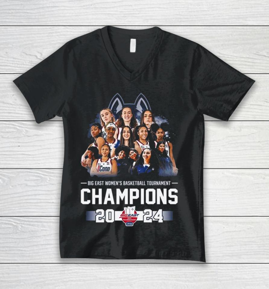 Uconn Huskies Big East Women’s Basketball Tournament Champions 2024 All Players Unisex V-Neck T-Shirt