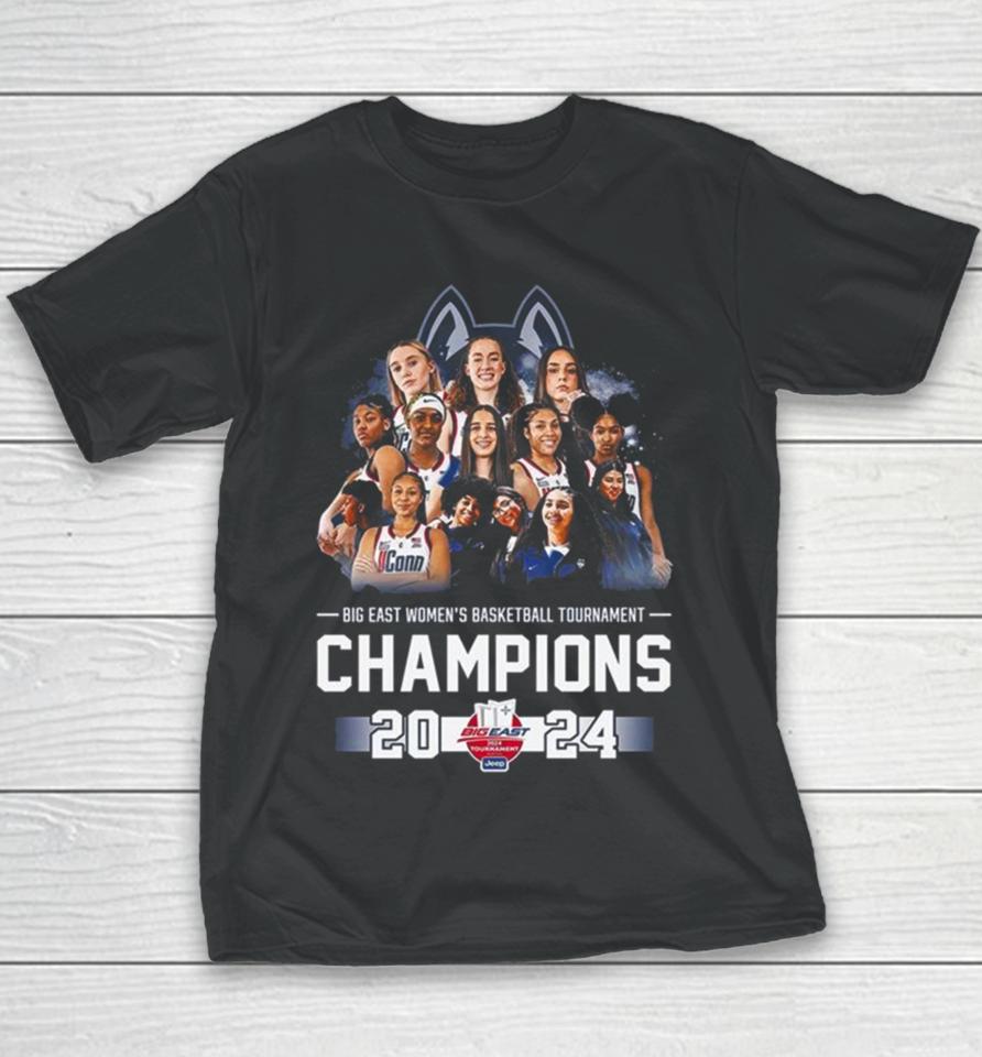Uconn Huskies Big East Women’s Basketball Tournament Champions 2024 All Players Youth T-Shirt