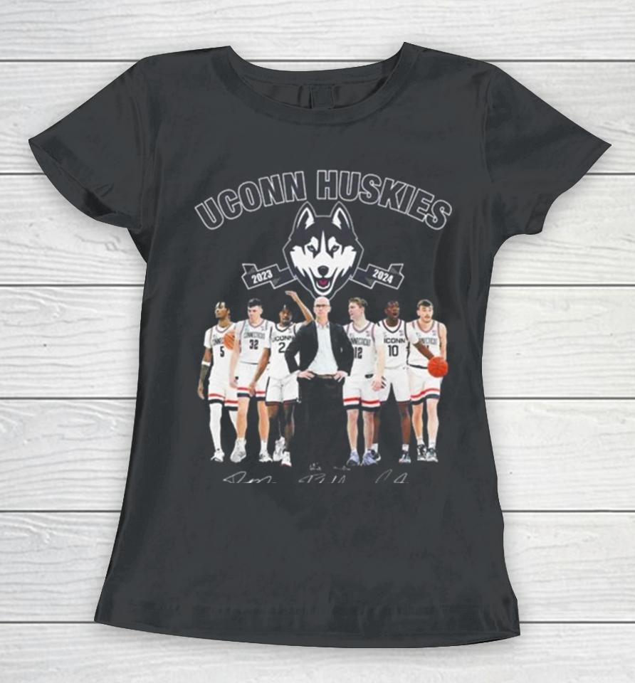 Uconn Huskies Men’s Basketball 2023 2024 Signatures Women T-Shirt