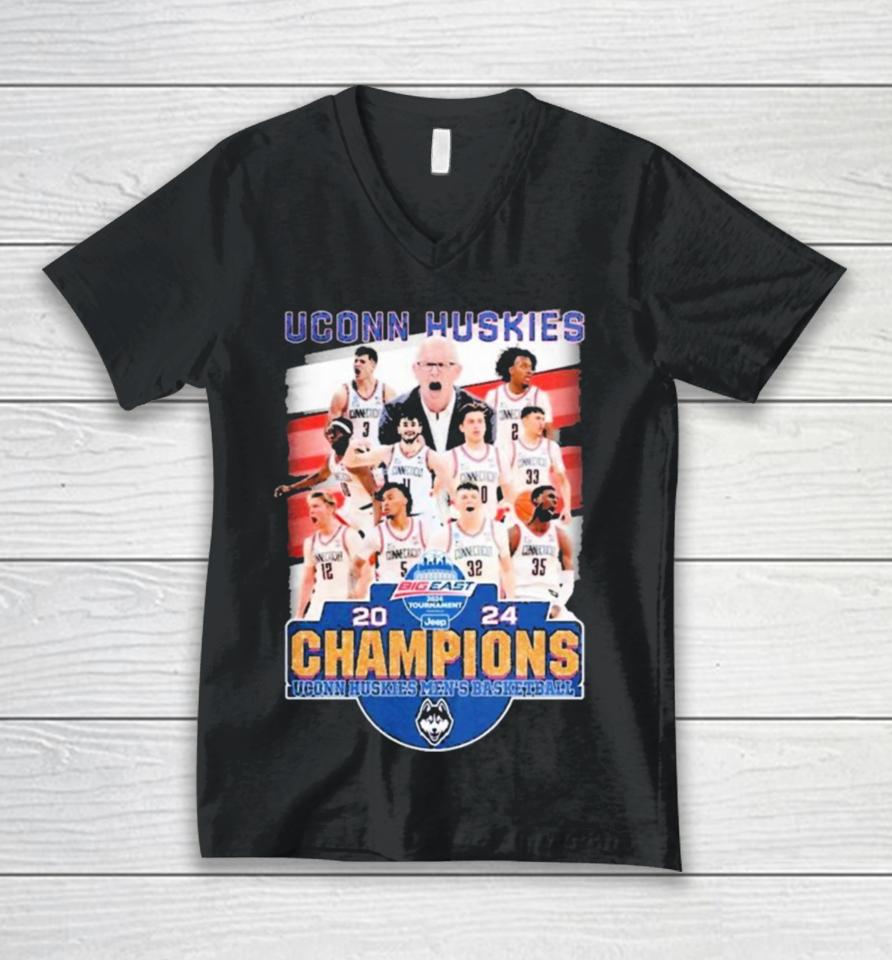 Uconn Huskies Men’s Basketball Big East 2024 Tournament Champions Unisex V-Neck T-Shirt