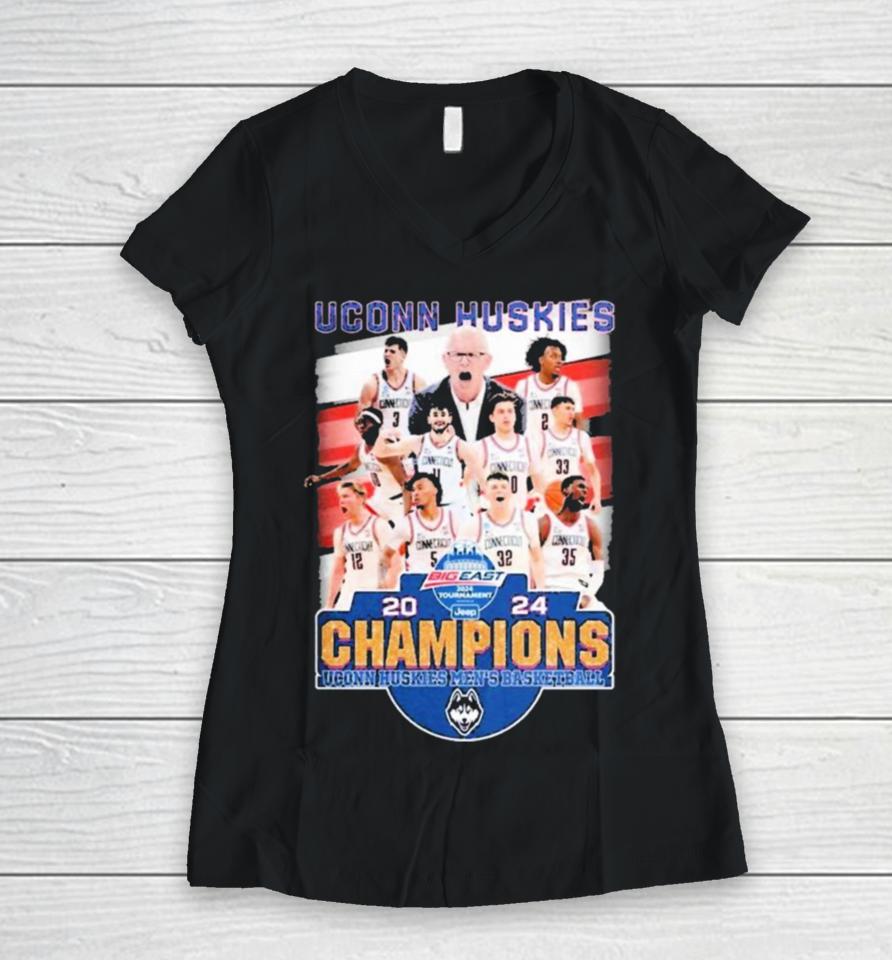 Uconn Huskies Men’s Basketball Big East 2024 Tournament Champions Women V-Neck T-Shirt