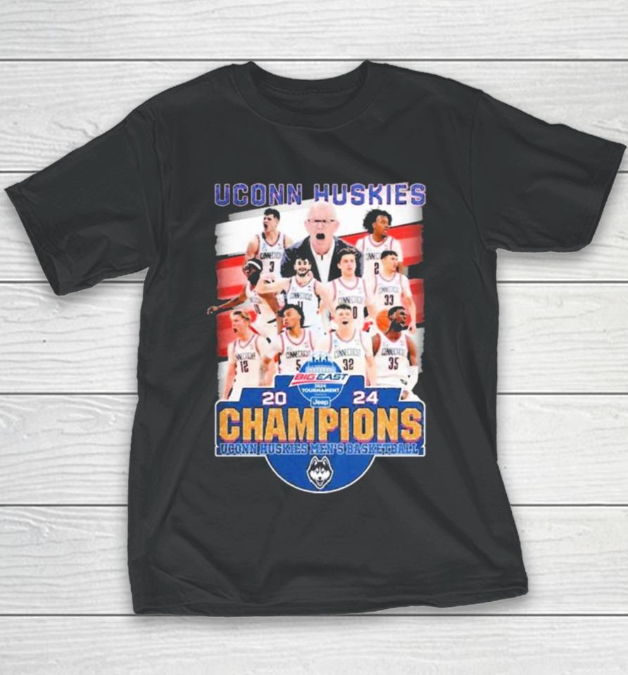 Uconn Huskies Men’s Basketball Big East 2024 Tournament Champions Youth T-Shirt