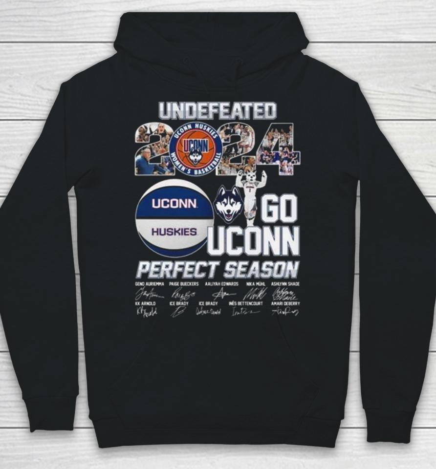 Uconn Huskies Undefeated 2024 Go Uconn Perfect Season Signatures Hoodie