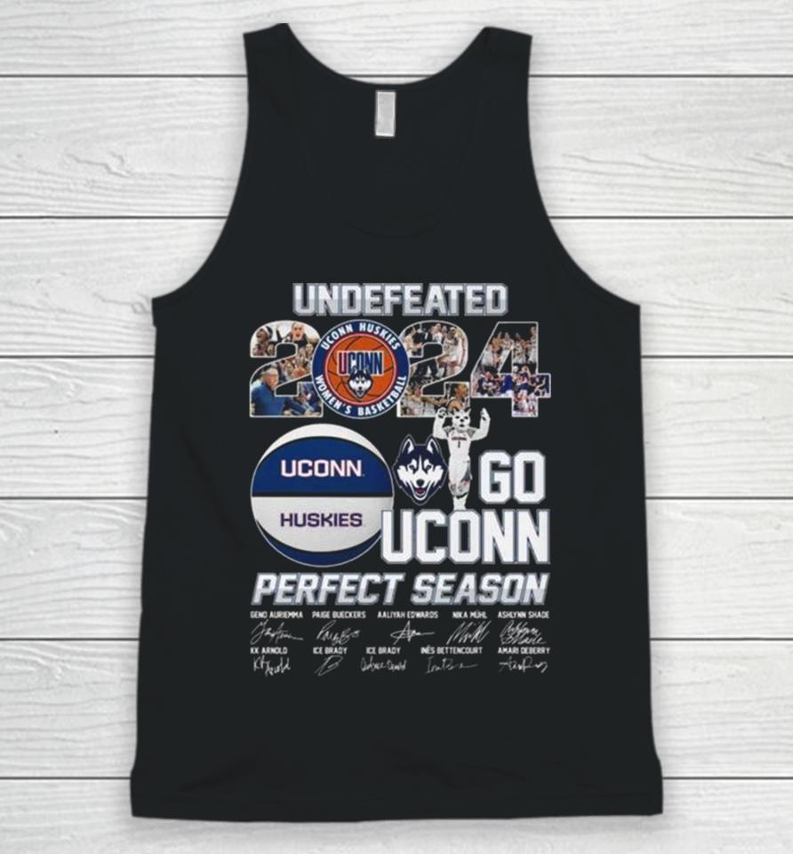 Uconn Huskies Undefeated 2024 Go Uconn Perfect Season Signatures Unisex Tank Top