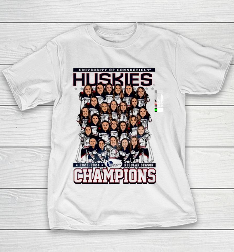 Uconn Huskies University Of Connecticut 2023 2024 Regular Season Champions Youth T-Shirt