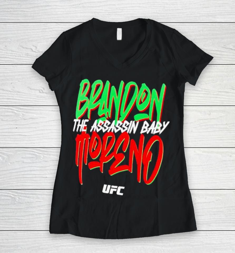 Ufc Merch Brandon Moreno Heather Gray Fanatics Branded The Assassin Baby Women V-Neck T-Shirt