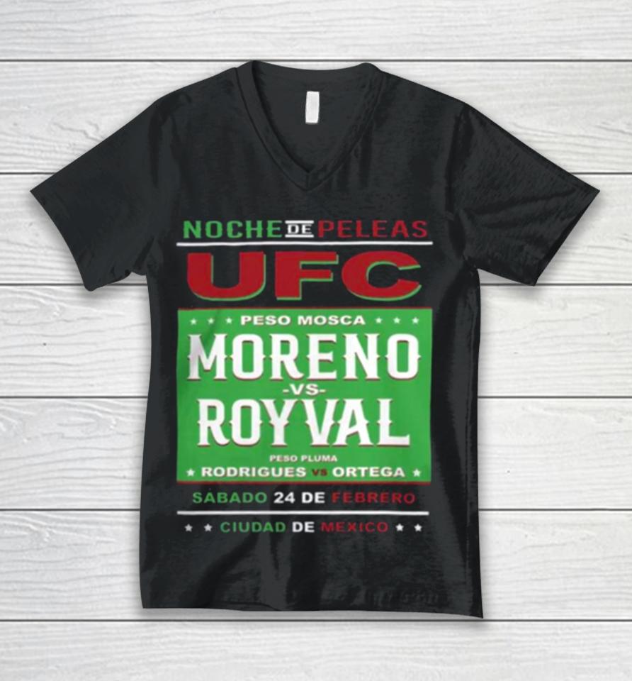 Ufc Store Fanatics Branded Black Moreno Vs. Royval 2 Fight Night Mexico City Matchup Unisex V-Neck T-Shirt