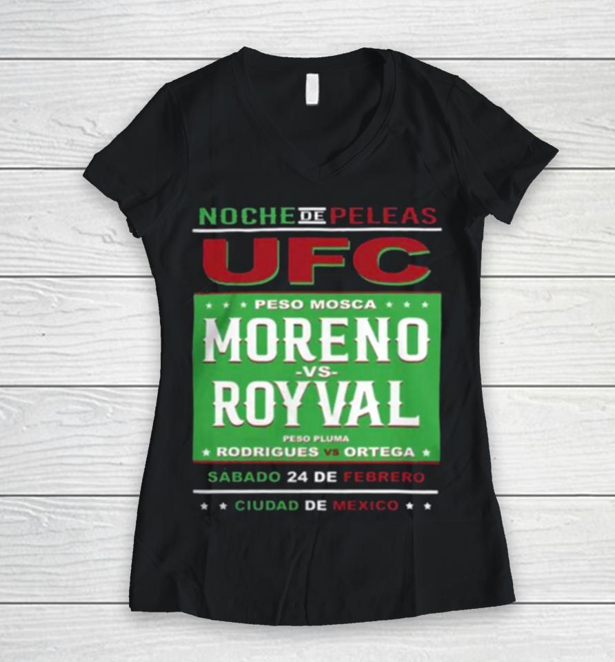 Ufc Store Fanatics Branded Black Moreno Vs. Royval 2 Fight Night Mexico City Matchup Women V-Neck T-Shirt