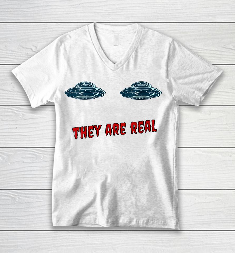 Ufo Boobs They Are Real Unisex V-Neck T-Shirt