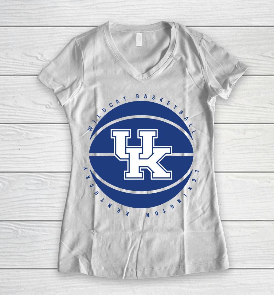 Uk Team Shop Kentucky Wildcats Basketball Women V-Neck T-Shirt