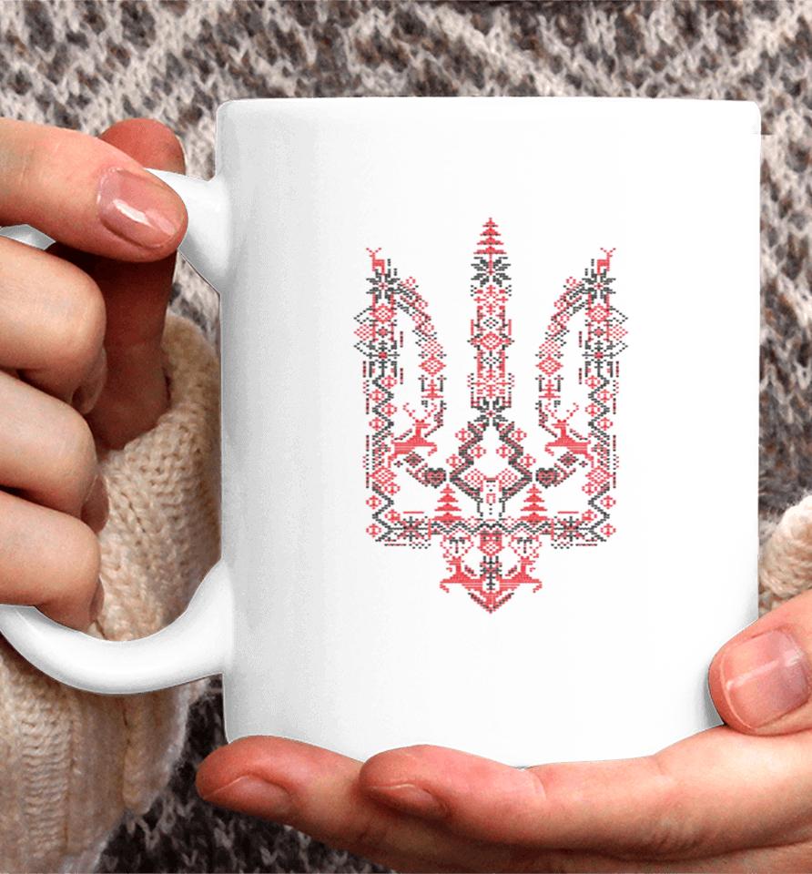 Ukraine Christmas Trident Ukrainian Xmas Tryzub Coffee Mug