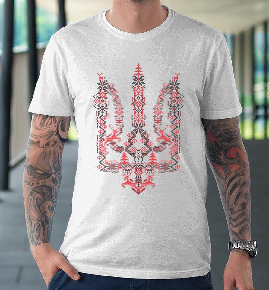 Ukraine Christmas Trident Ukrainian Xmas Tryzub Premium T-Shirt