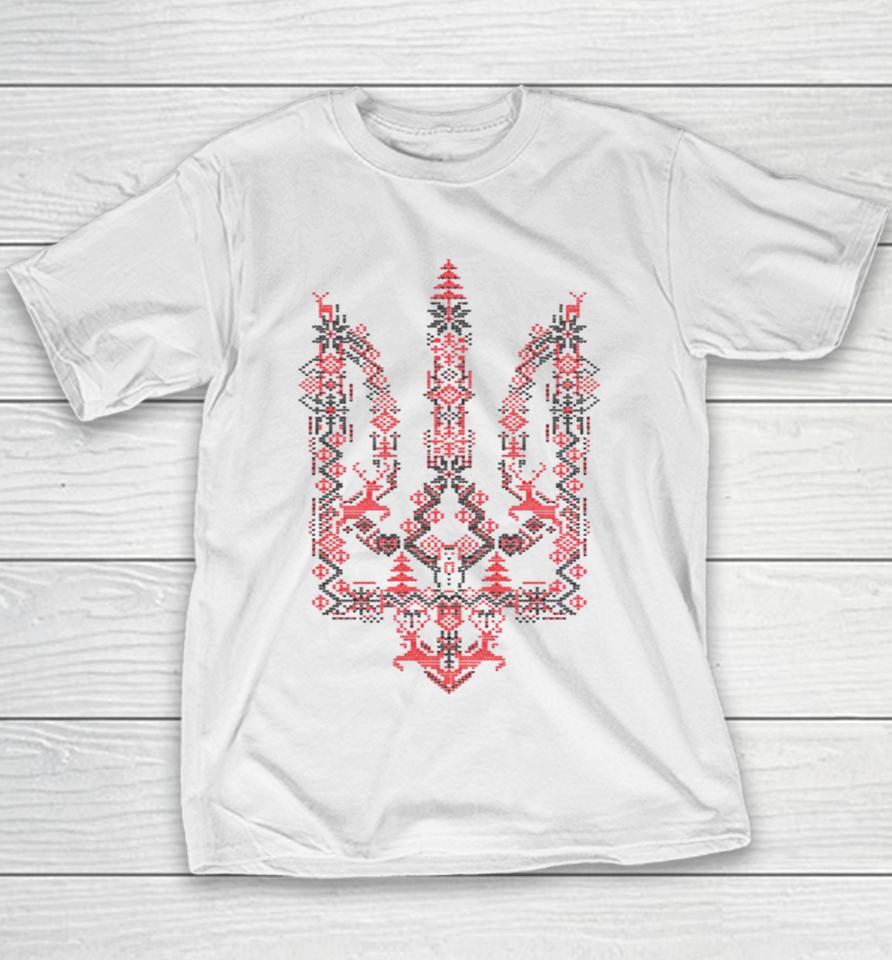 Ukraine Christmas Trident Ukrainian Xmas Tryzub Youth T-Shirt