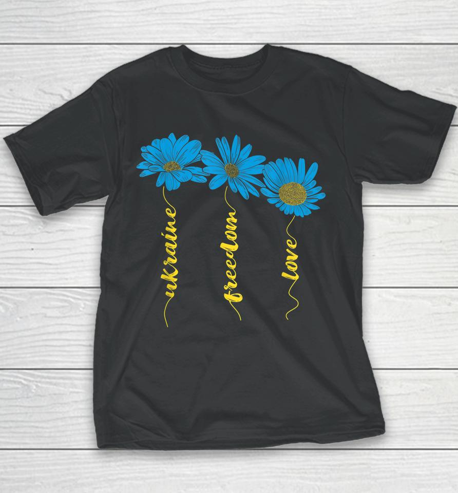 Ukraine Flag Sunflower Freedom Love Youth T-Shirt