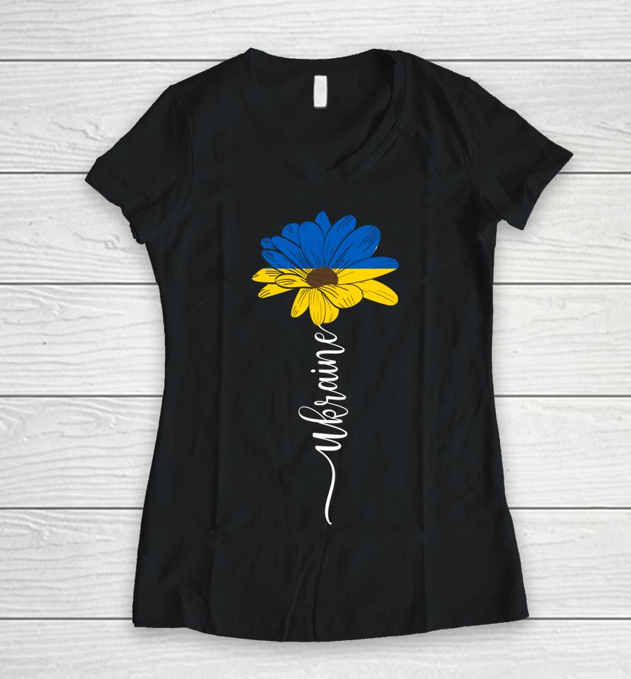 Ukraine Flag Sunflower Support Ukraine Women V-Neck T-Shirt