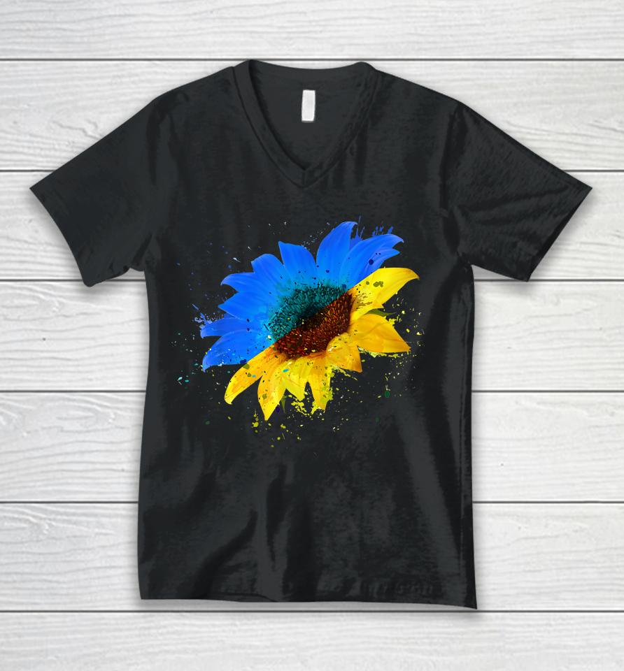 Ukraine Flag Sunflower Vintage Ukrainian Lovers Ukraine Unisex V-Neck T-Shirt