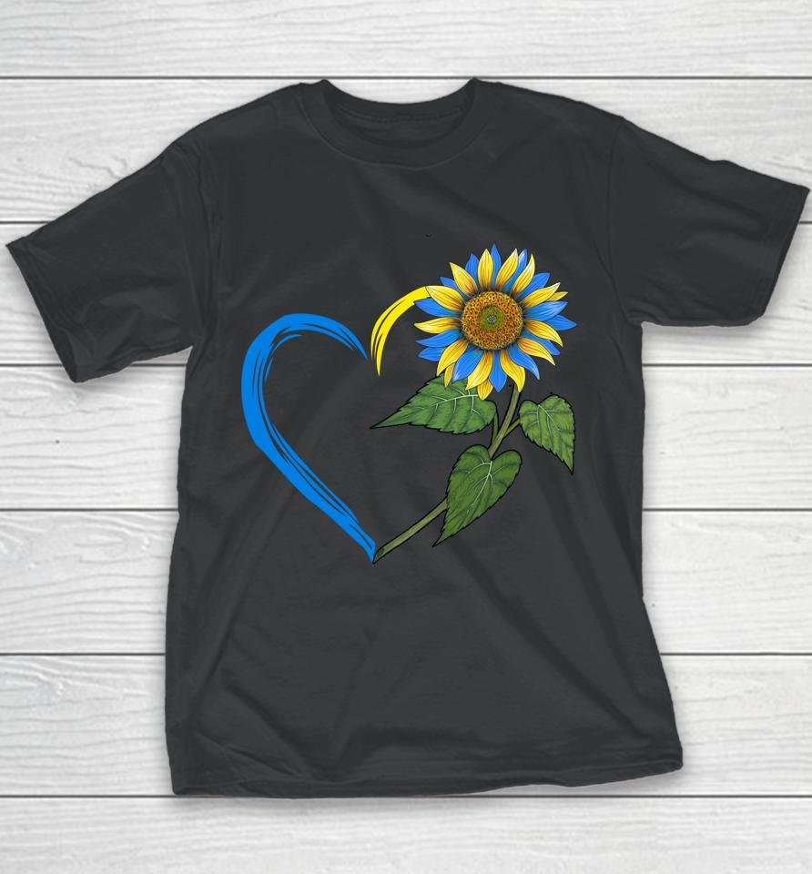 Ukraine Flag Sunflower Vintage Ukrainian Lovers Ukraine Youth T-Shirt