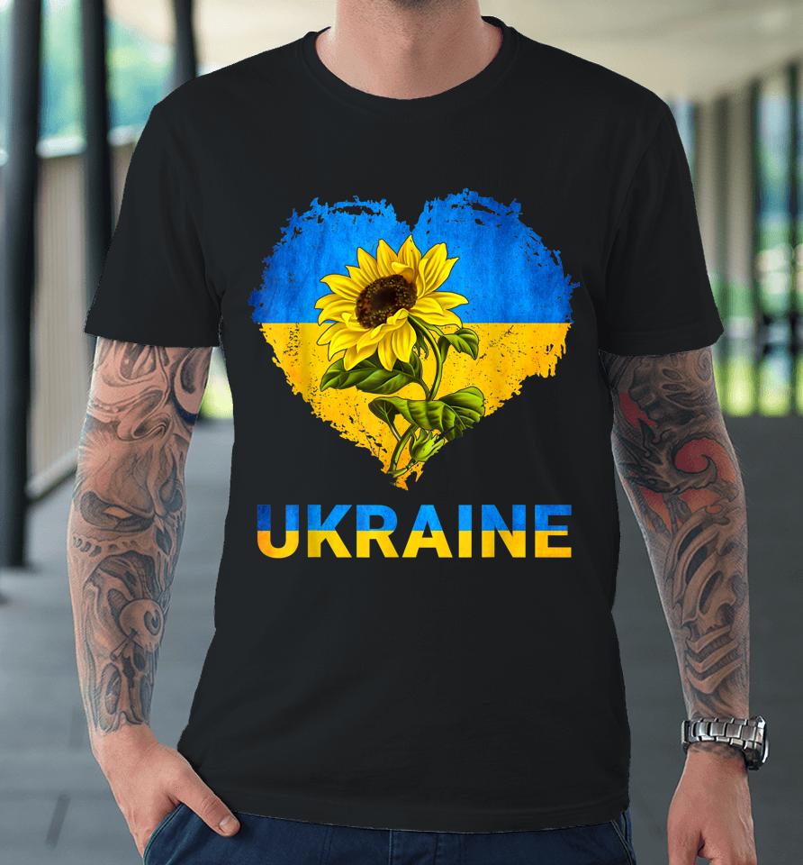 Ukraine Shirt Heart Sunflower Flag I Stand With Ukraine Premium T-Shirt