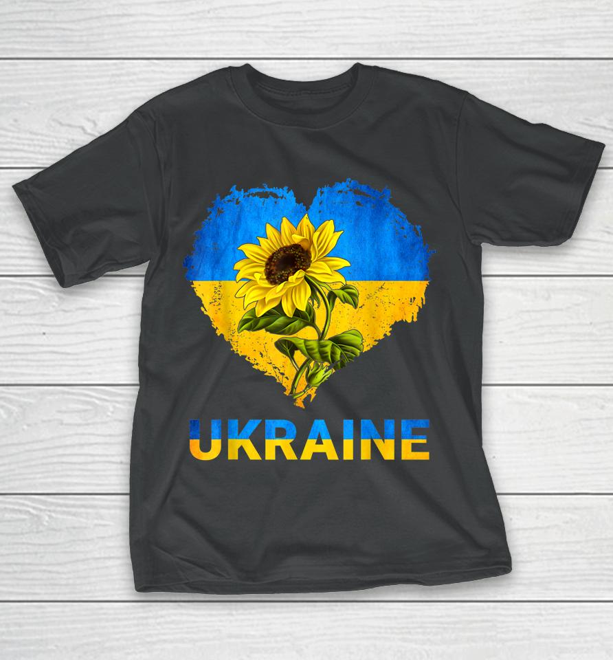 Ukraine Shirt Heart Sunflower Flag I Stand With Ukraine T-Shirt