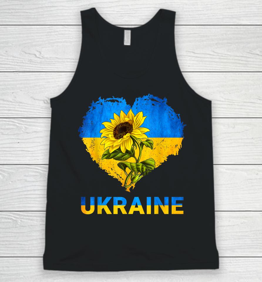 Ukraine Shirt Heart Sunflower Flag I Stand With Ukraine Unisex Tank Top