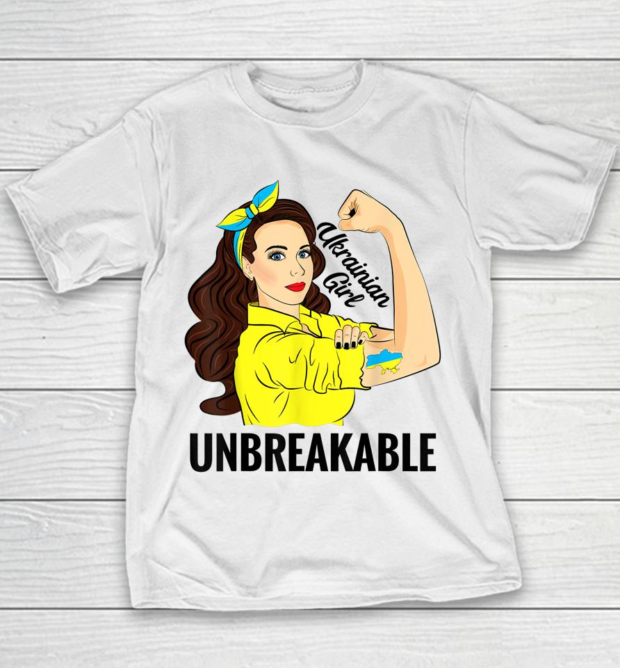Ukrainian Girl Unbreakable Ukraine Flag Youth T-Shirt