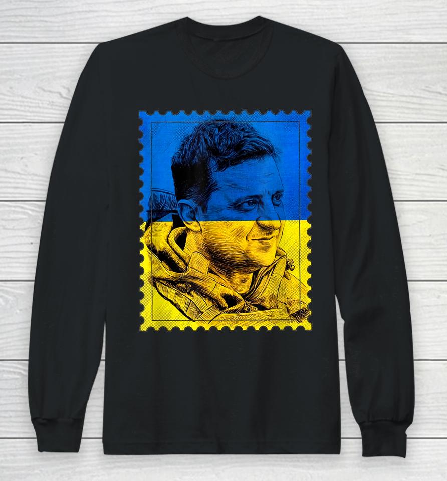 Ukrainian Postage Stamp Stand With Ukraine Support Long Sleeve T-Shirt