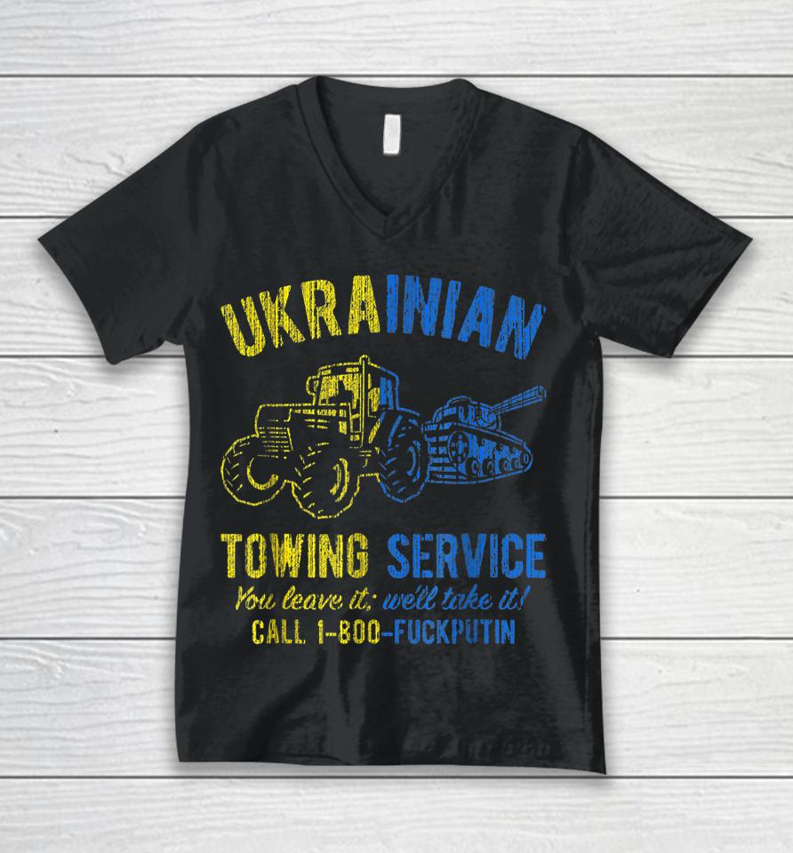Ukrainian Towing Service Call 1-800 Fuck Putin Unisex V-Neck T-Shirt