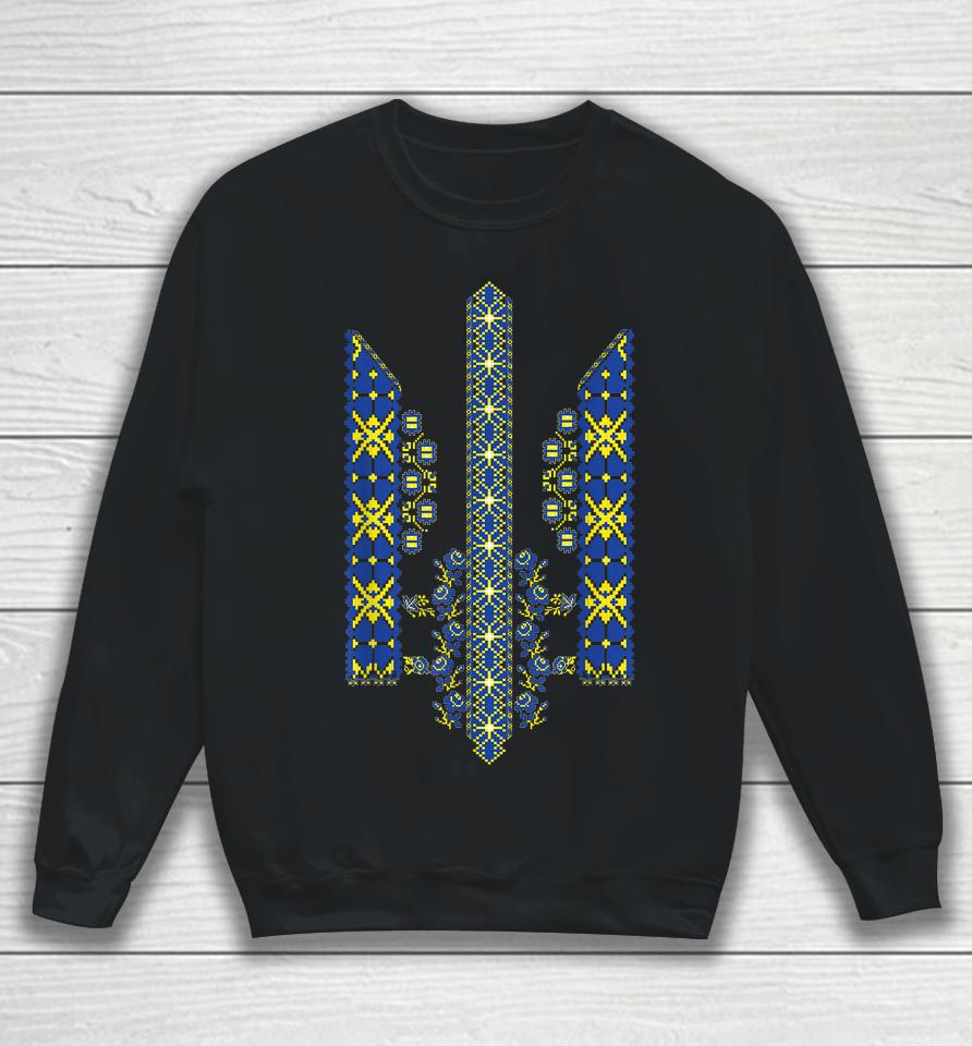 Ukrainian Trident In Vyshivanka Style For Vyshyvanka Day Sweatshirt