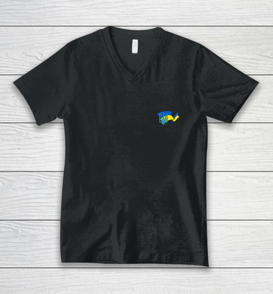 Ukrainian Tryzub &Amp; Flag Unisex V-Neck T-Shirt