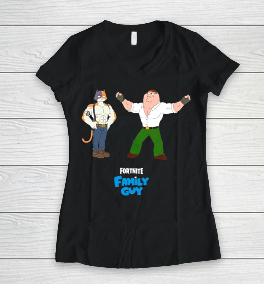 Ultimate Cat Skin Meowscles And Peter Griffin Fortnite Game New Characters Funny Women V-Neck T-Shirt