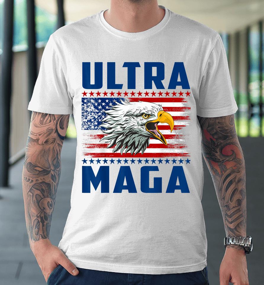 Ultra Maga Cool Made In Usa Black American Flag Eagle Premium T-Shirt