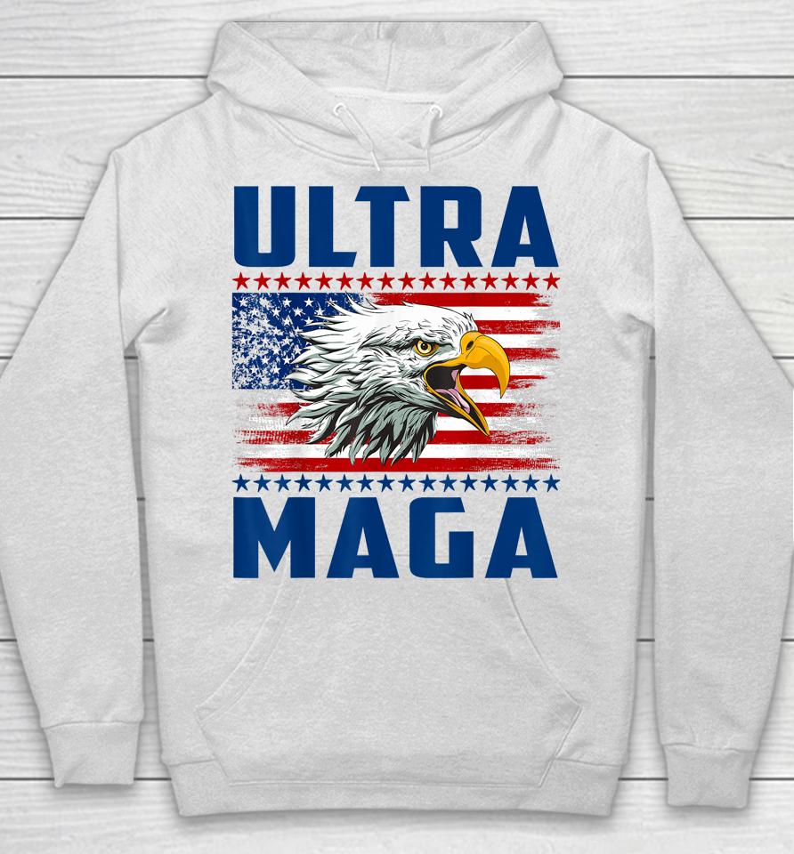 Ultra Maga Cool Made In Usa Black American Flag Eagle Hoodie