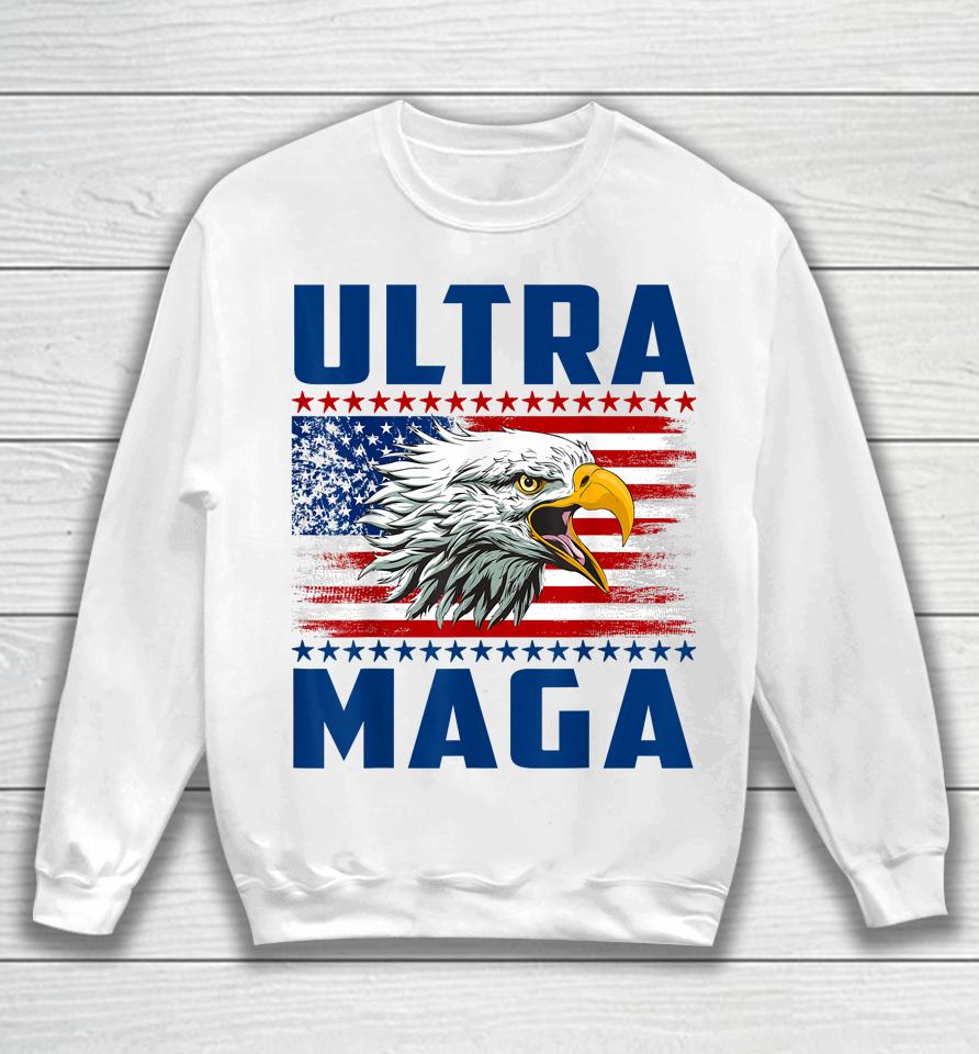Ultra Maga Cool Made In Usa Black American Flag Eagle Sweatshirt
