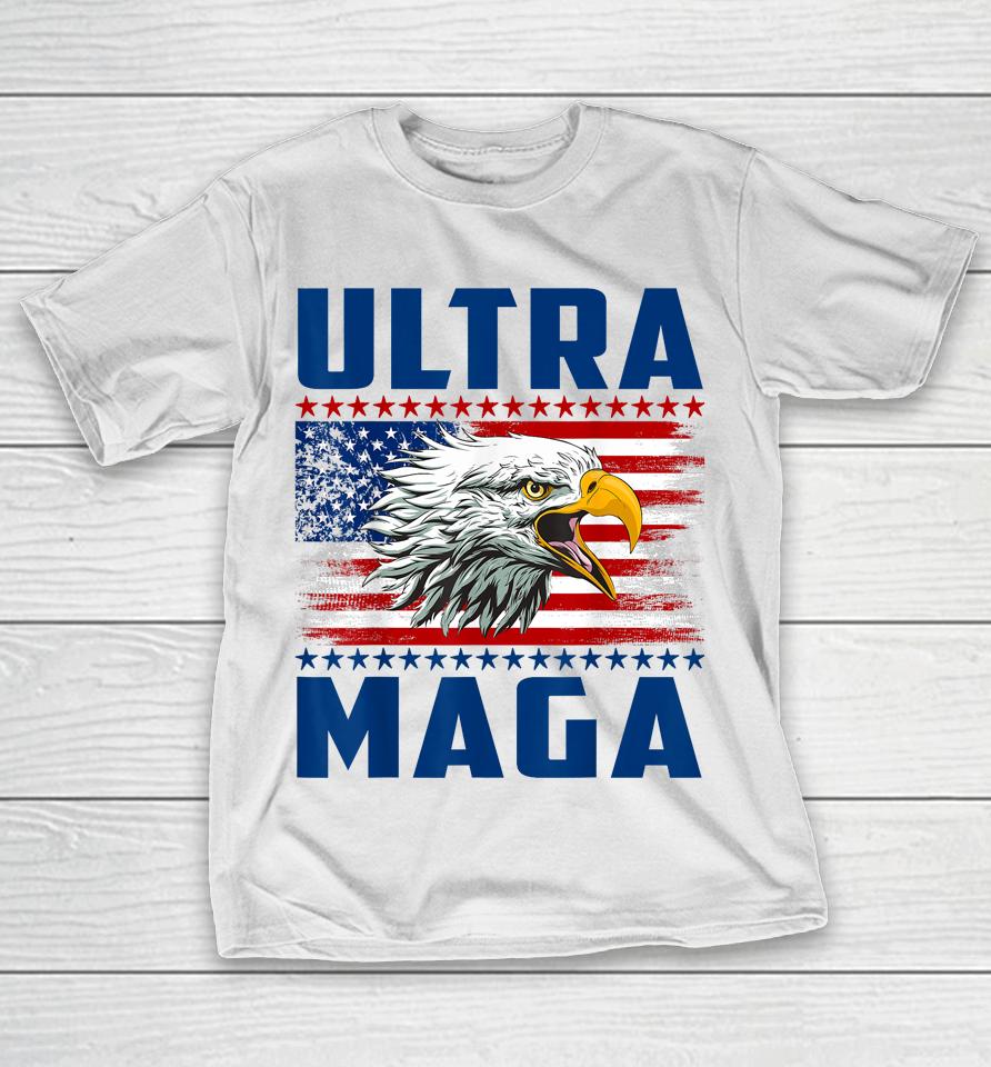 Ultra Maga Cool Made In Usa Black American Flag Eagle T-Shirt
