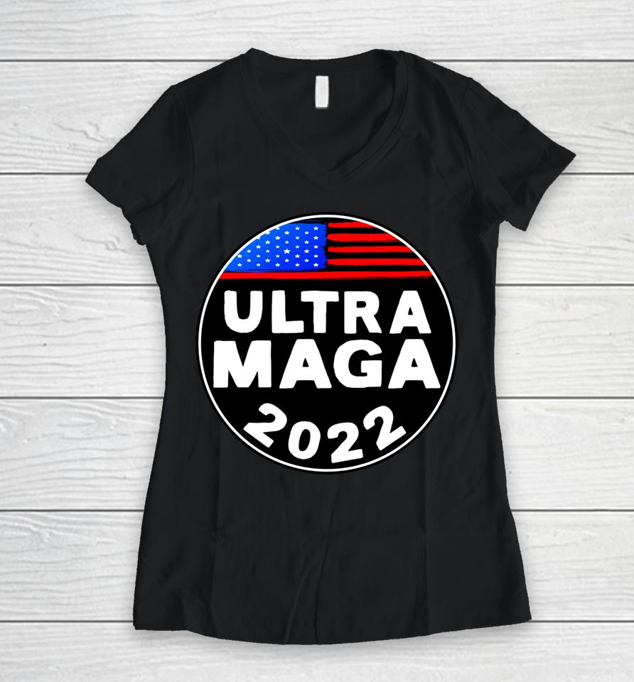Ultra Maga Donald Trump Joe Biden America Women V-Neck T-Shirt