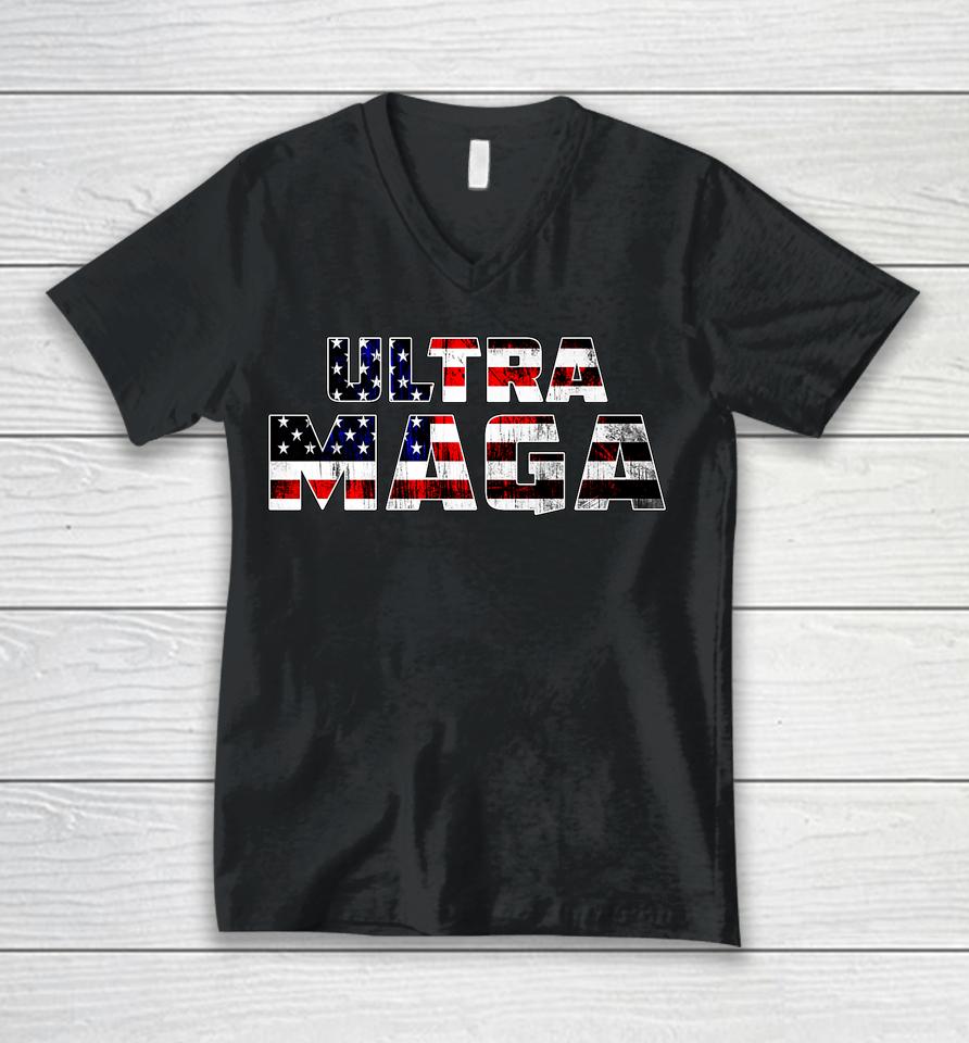 Ultra Maga Donald Trump Joe Biden Republican America Unisex V-Neck T-Shirt
