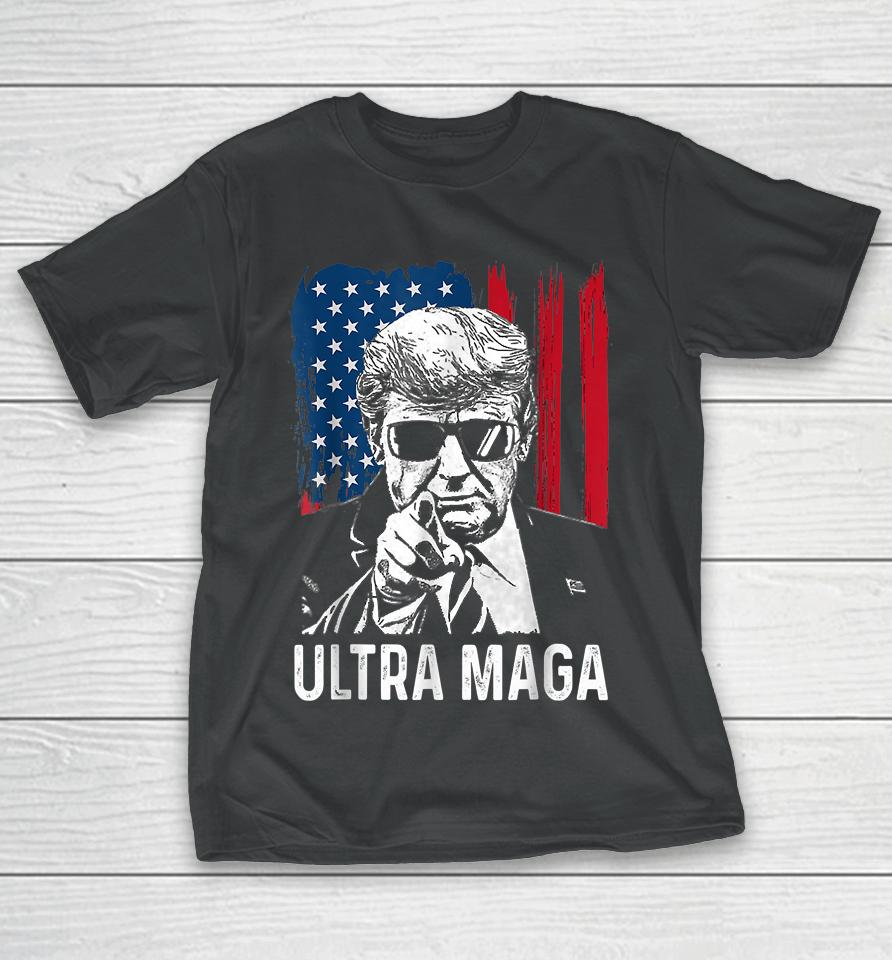 Ultra Maga Funny Anti Biden American Flag Pro Trump T-Shirt