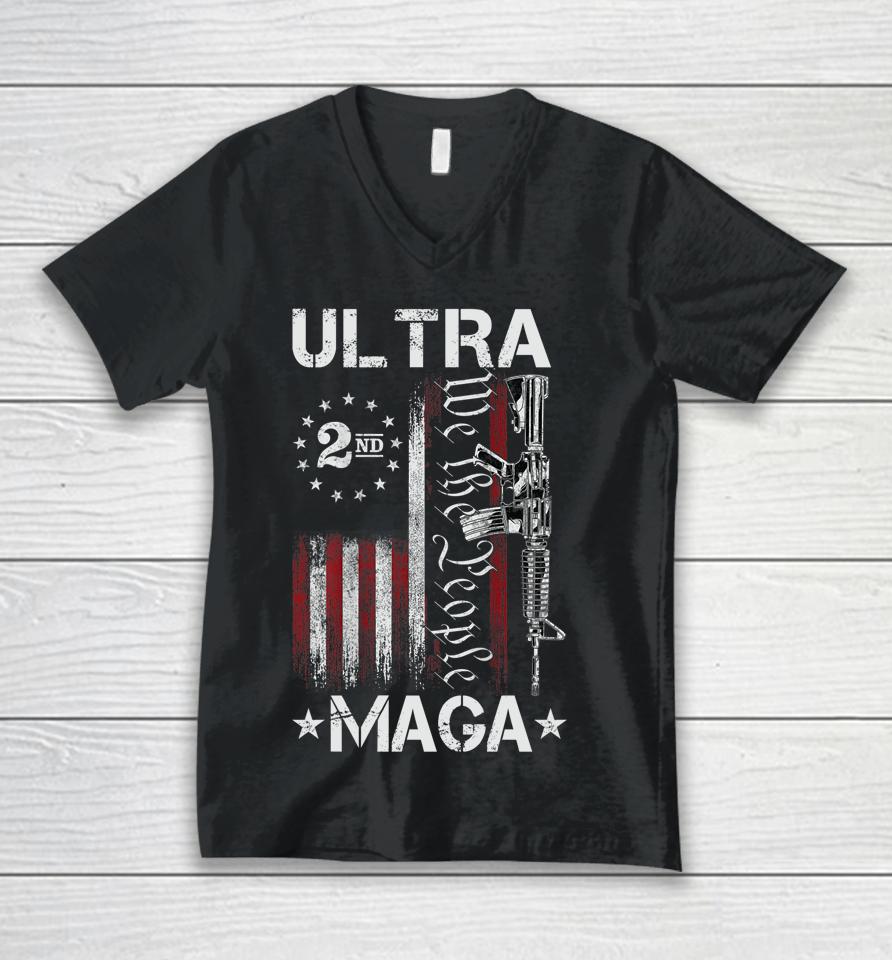 Ultra Maga Gun Ar-15 American Flag Unisex V-Neck T-Shirt