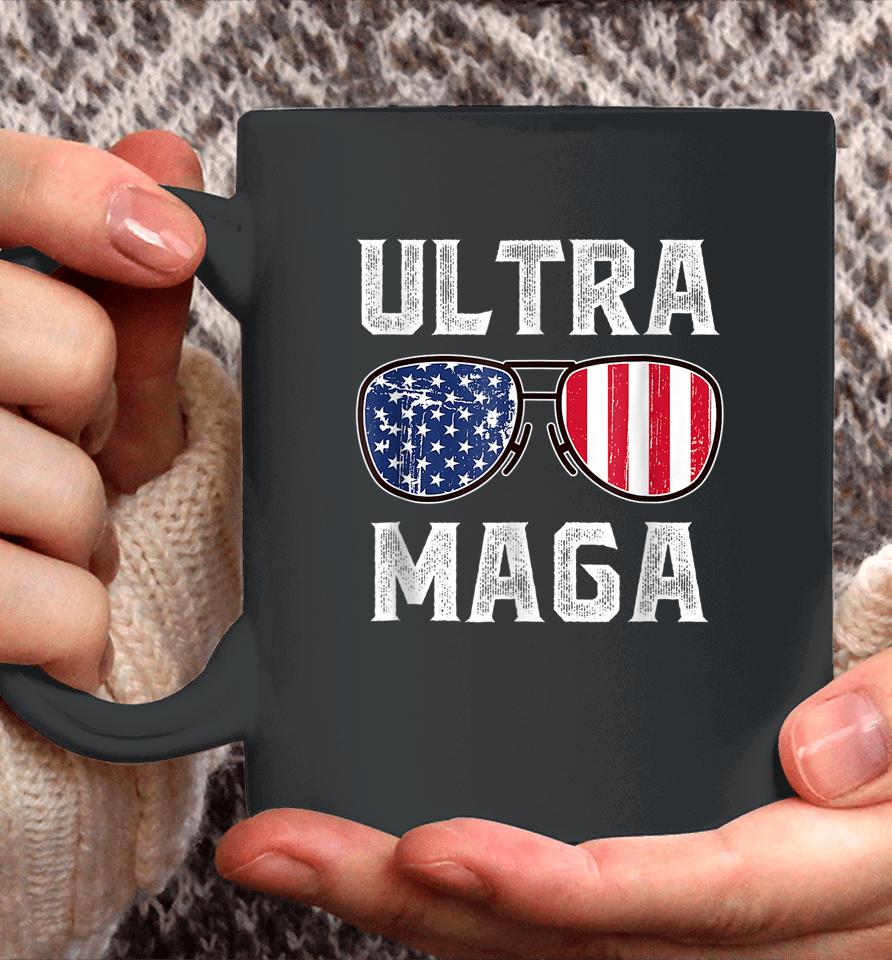 Ultra Maga Sunglasses American Flag Funny Anti Joe Biden Coffee Mug