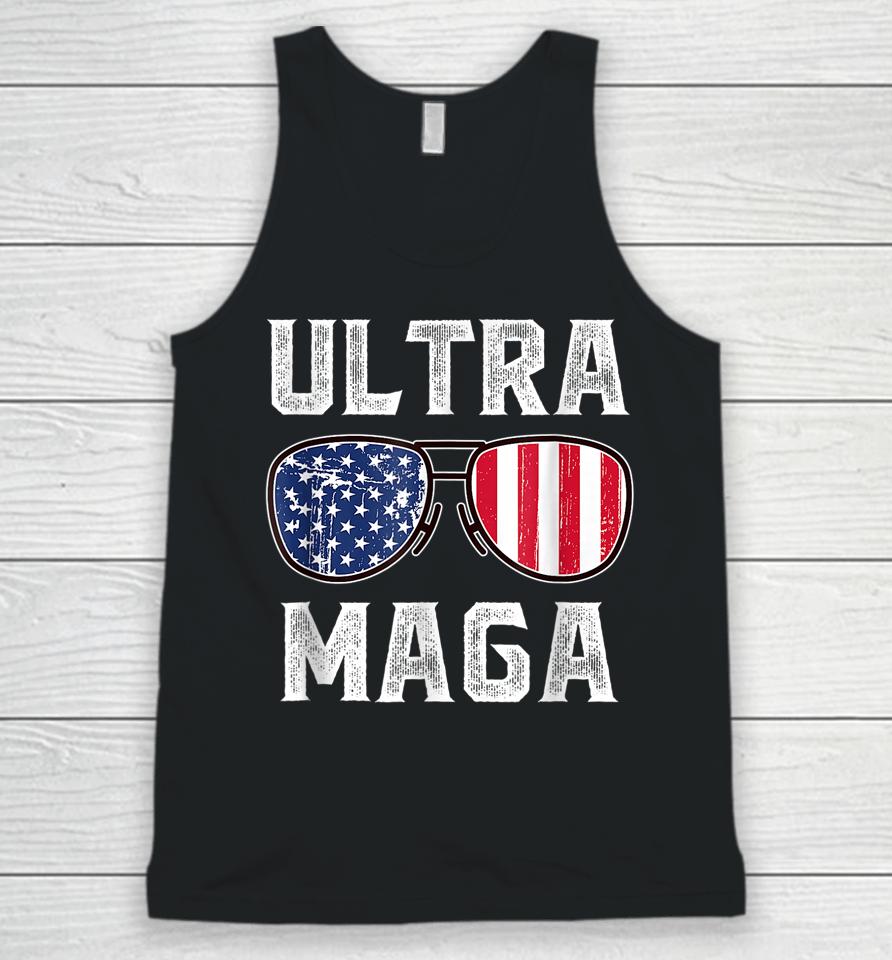 Ultra Maga Sunglasses American Flag Funny Anti Joe Biden Unisex Tank Top